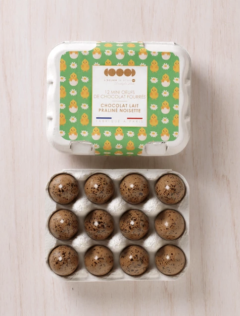 12 Mini Œufs de Chocolat Fourrés (Lait praliné Noisette)