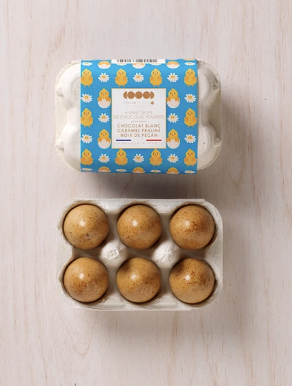 6 Mini Œufs de Chocolat Fourrés (Blanc praliné Pécan)