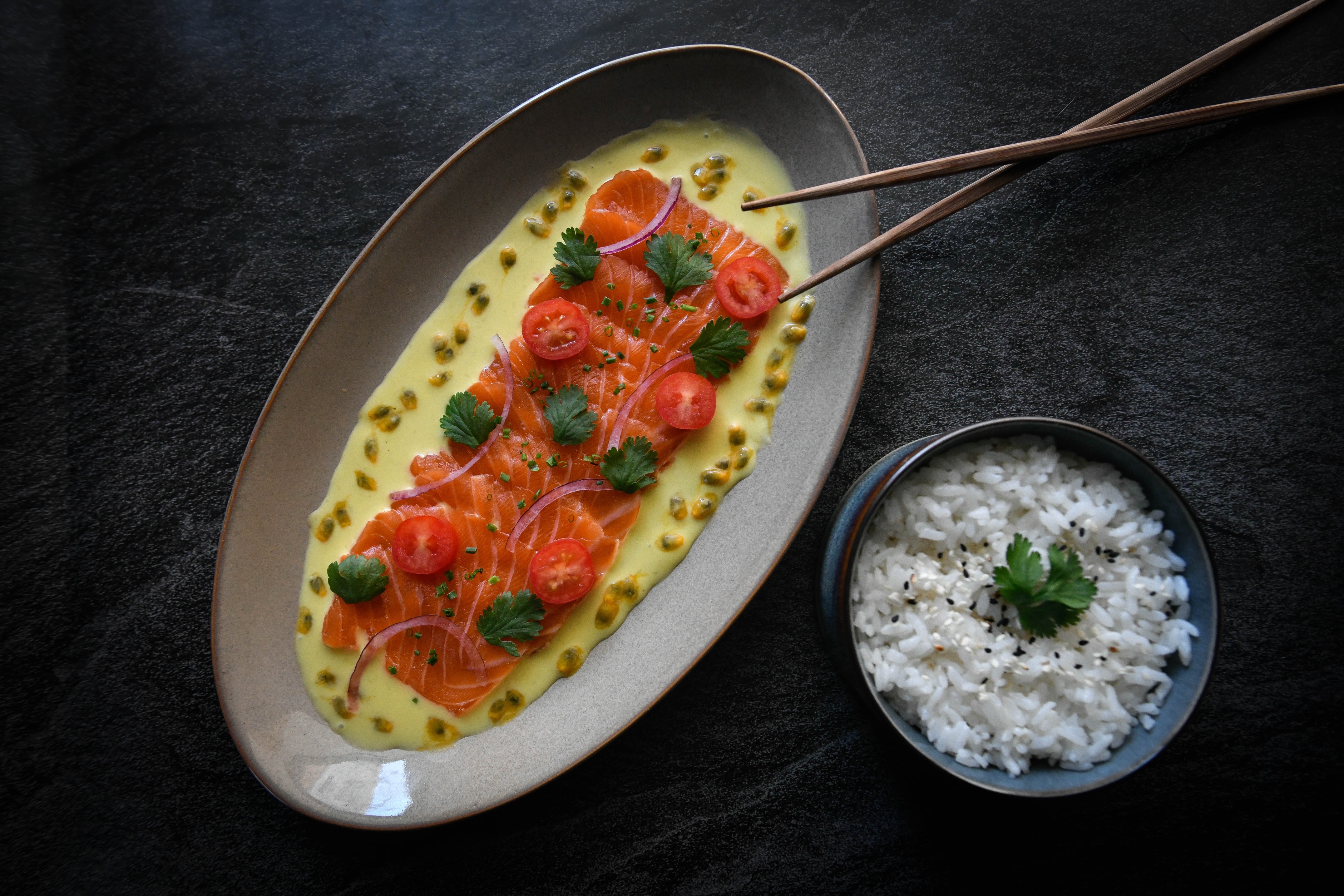 Tiradito Saumon Maracuja 🇧🇷🐟🍅🍋