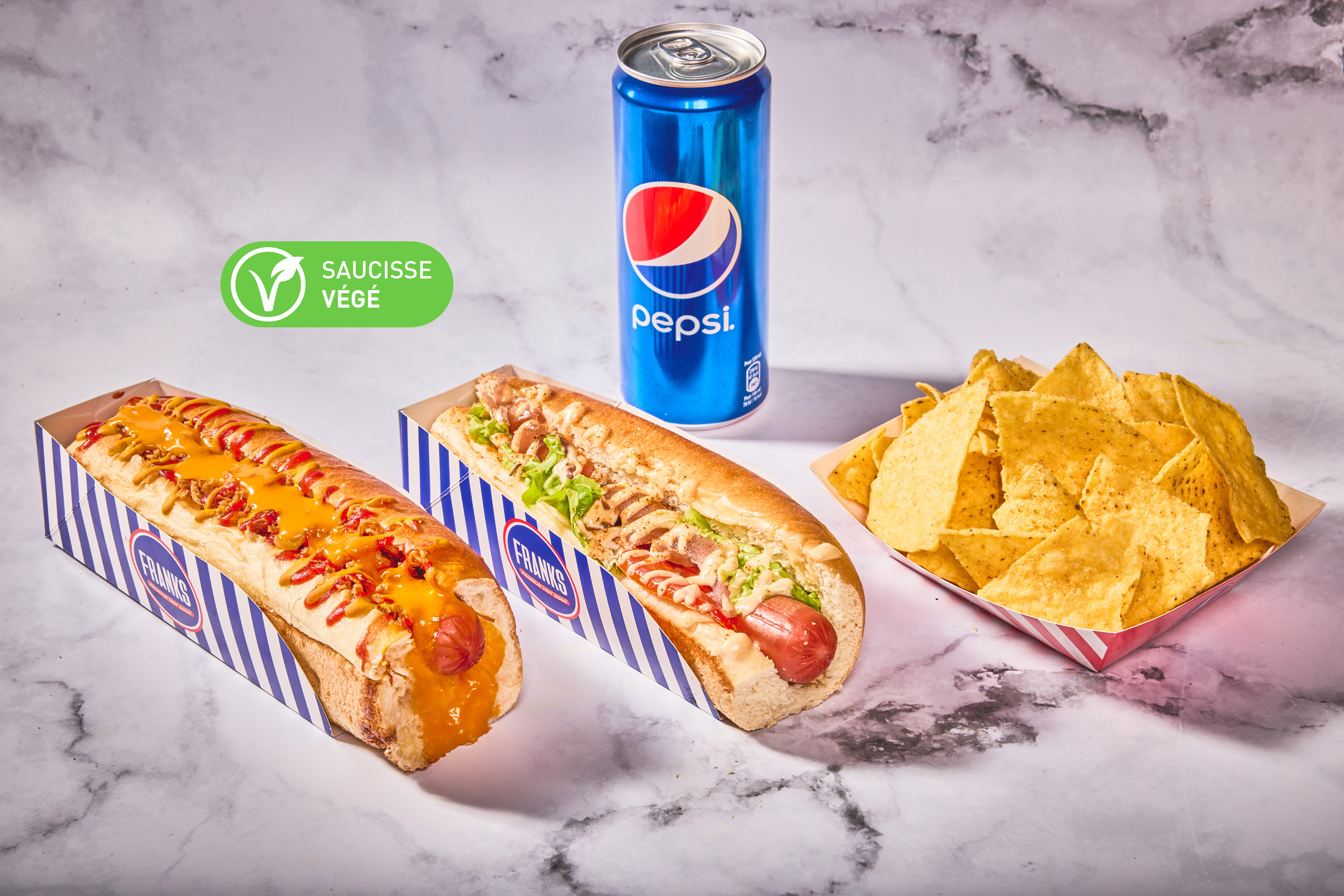Formule Végé Fat Franks (2 Hot Dog + 1 Boisson + 1 Side)