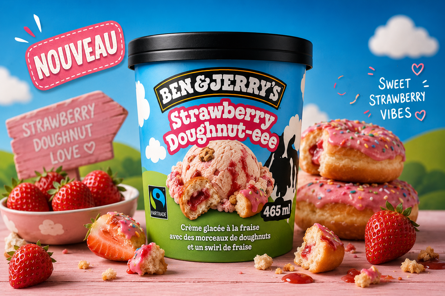 🔵 Strawberry Doughnut-eee 🍓🍩 - 465ml