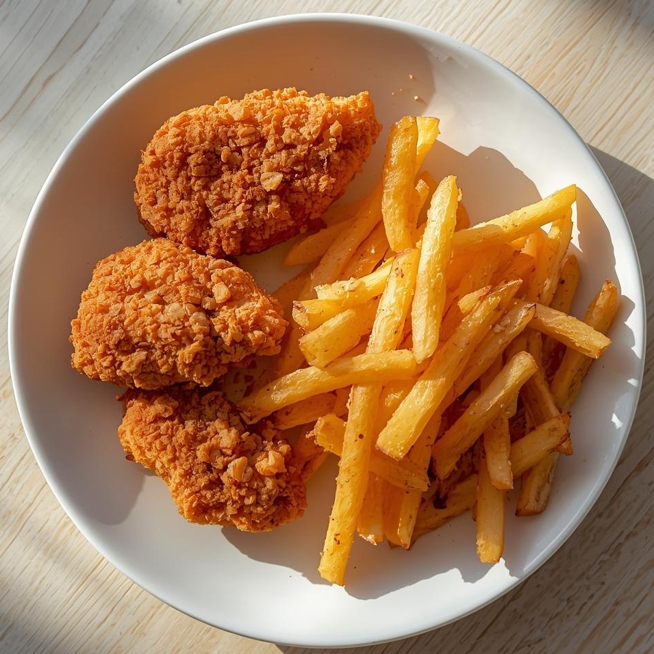 Nuggets de poulet croustillantes + frites