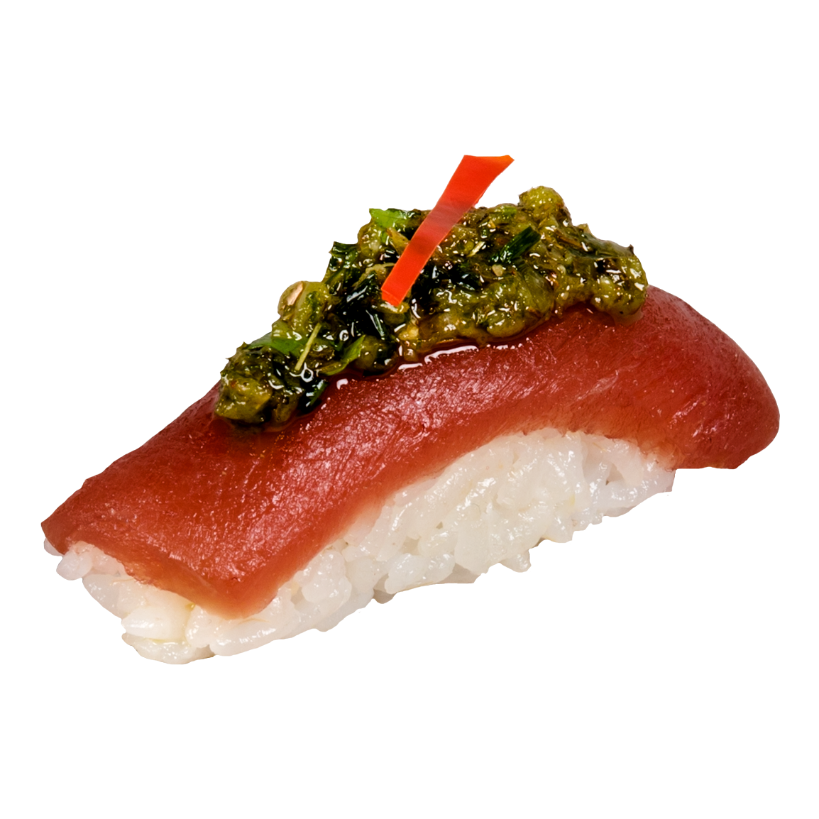 1 Pièce<br />Thon tataki, salsa chimichuri, poivron, coriandre.