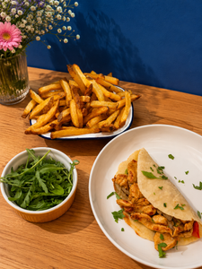 Tacos poulet avocat et ses frites