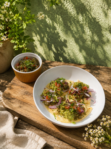 Tacos végétarien et sa portion de ratatouille